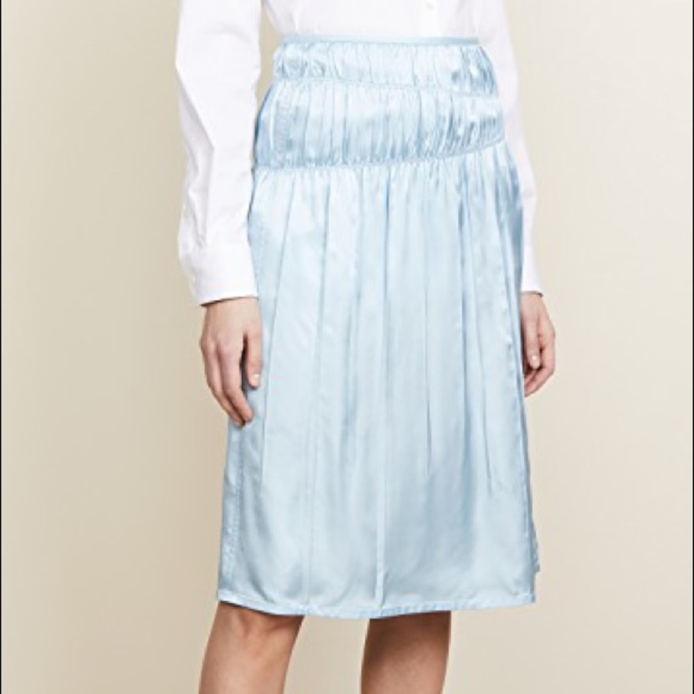 Helmet Lang I’ve Blue Silk Ruched Skirt